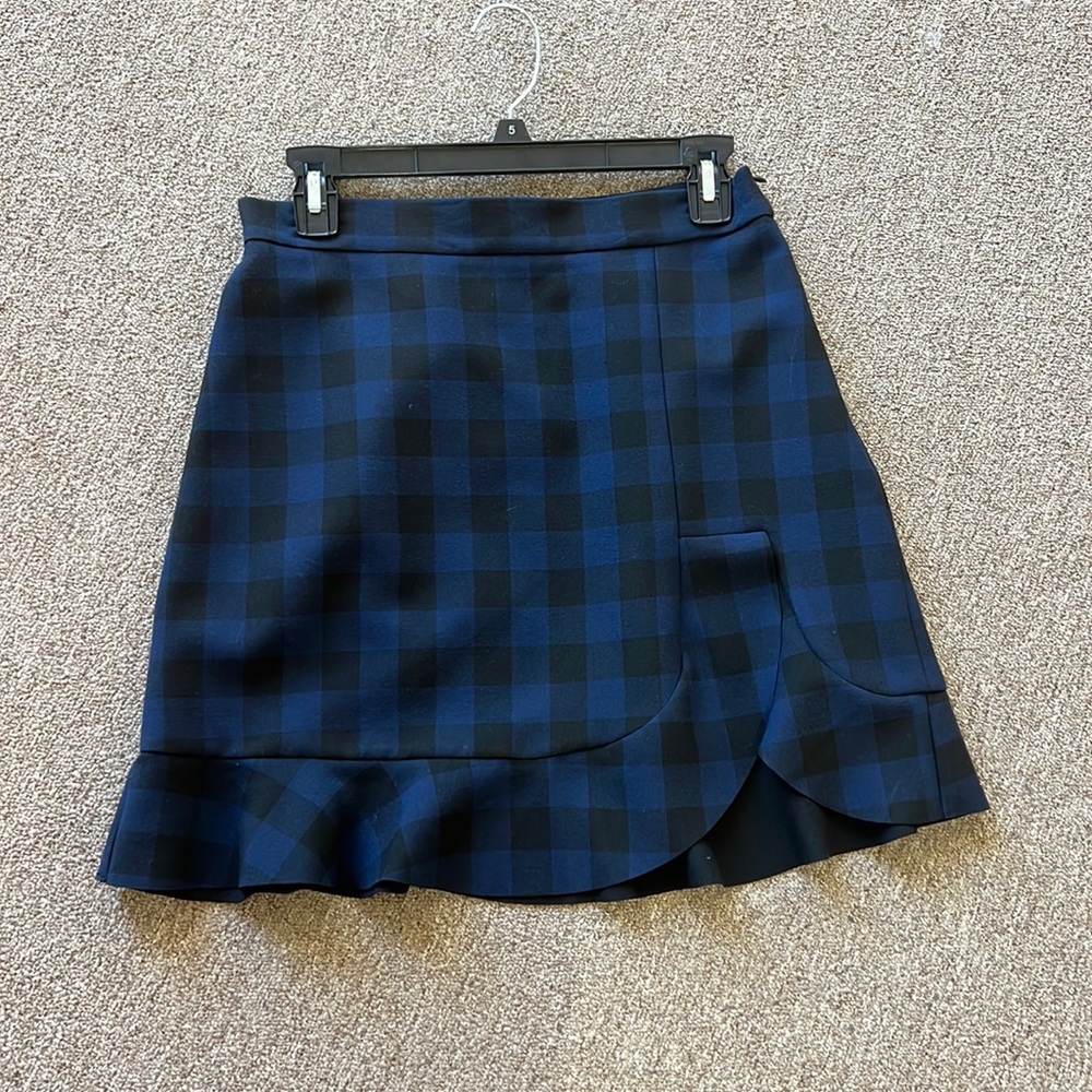 ZARA SKIRT BLACK BLUE PLAID SIZE MEDIUM NEW NWT